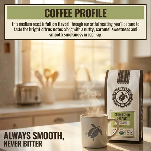 Organic Ground Coffee 12oz - Charleston Coffee Roasters Medium Roast 6 Pack Variation of Charleston Organic / 12 Ounce