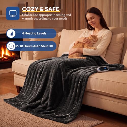 Sealy Electric Heated Throw with Foot Pockets - 50x62 Dark Grey