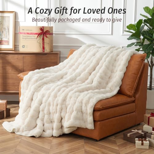 Weighted Blanket for Adults 80x87 Inches - Cream White, 15 lbs King Size