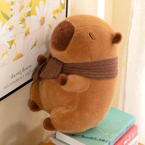 Cute Capybara Plush Toy Pillow Adorable Capybara Stuffed Animal for Kids and Adults 9.8inch Soft and Squishy Capibara Plushie Pillow Doll Xmas Gift£¨Scarf Style£©