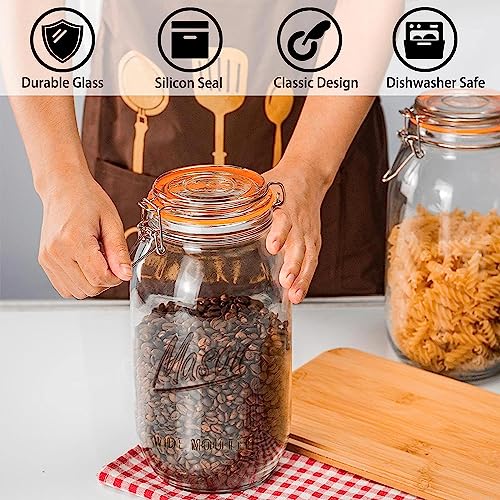 Anwoi 64oz Wide Mouth Glass Mason Jars with Airtight Lids - 3 Pack