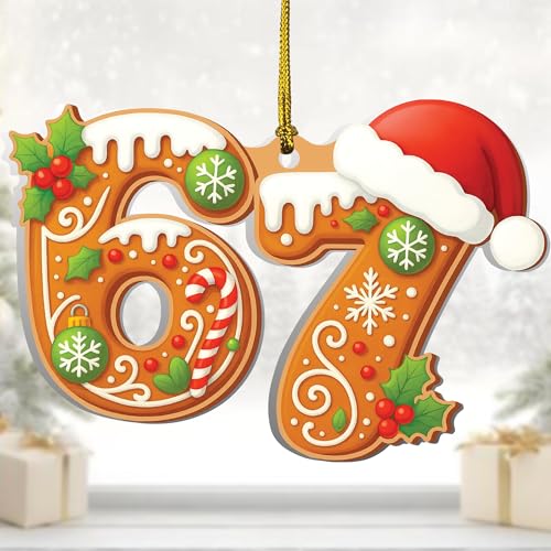 Six Seven 67 Gingerbread Christmas Ornament, Cute 6 7 Cookie Holiday