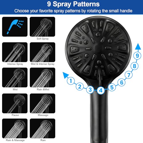12-Inch High Pressure Rainfall & Handheld Shower Combo - Matte Black Variation
