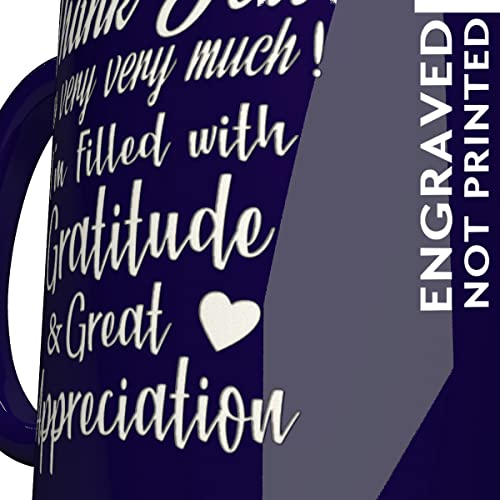 NM NEXTMUG Engraved Cobalt Blue & White Ceramic Coffee Mug - Thank You Gift