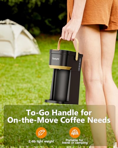 Mini Single Serve Coffee Maker with Handle - Black & Gold