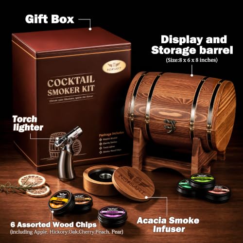 Charred Whiskey Smoker Kit with Barrel - Old Fashioned Smoke Set