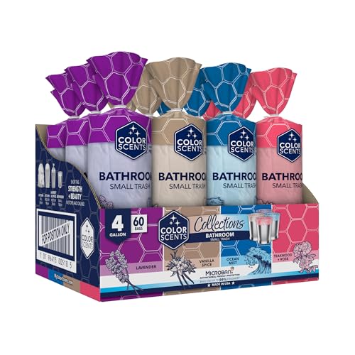 4 Gallon Small Trash Bags with Drawstring & Microban - 720 Pack, Scented Varieties Including Lavender & Ocean Mist - Ideal for Bathrooms & Small Waste Bins (Variation of THIS listing: 1 Count Pack 720)