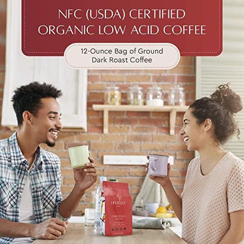 Organic Low Acid Ground Coffee - Dark Roast, 12oz, 3 Pack