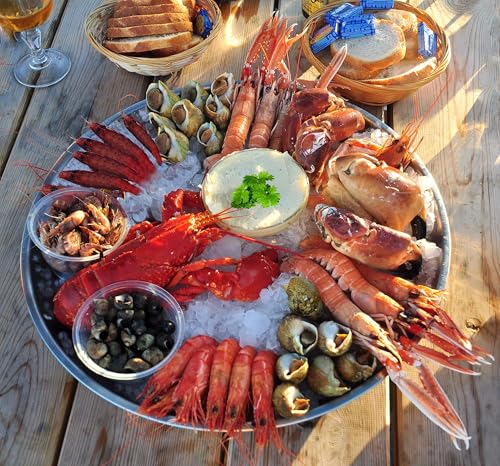 Large Stainless Steel Shrimp Cocktail Serving Dish with Ice - Seafood & Appetizer Platter