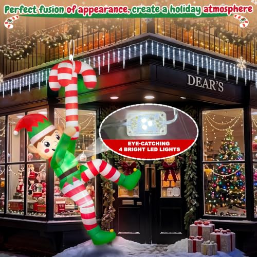 GUDELAK 8FT Inflatable Christmas Elf with LED Lights Outdoor Yard Decor