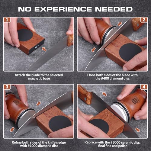 Rolling Knife Sharpener Kit, Kitchen with Replaceable Discs Diamond &