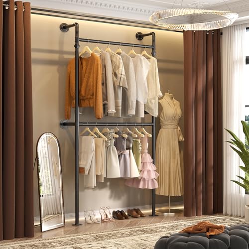 Industrial Pipe Clothing Rack - Reversible 3.5FT Black Garment Stand