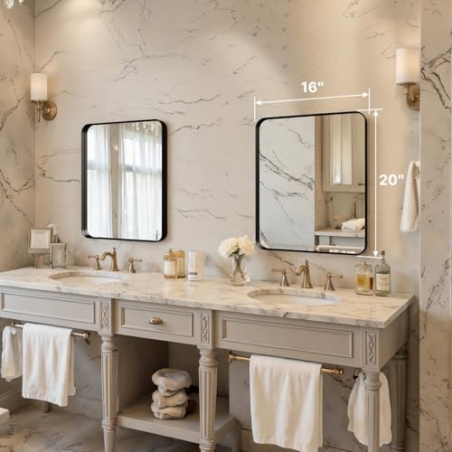 Kosmonia 20"x16" Bathroom Vanity Mirror for Wall Metal Framed Matte