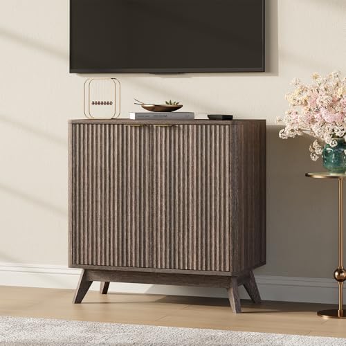 Modern Walnut Fluted Sideboard Buffet Cabinet - 29 Inch Variation