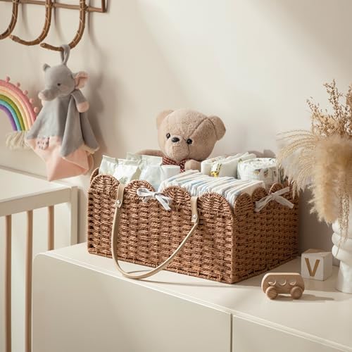 Caramel Baby Diaper Caddy with Removable Divider - Large Nursery Organizer