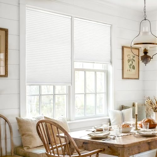 LazBlinds No Drill Cordless Cellular Blackout Shades - Silver White, 47" W x 48" H
