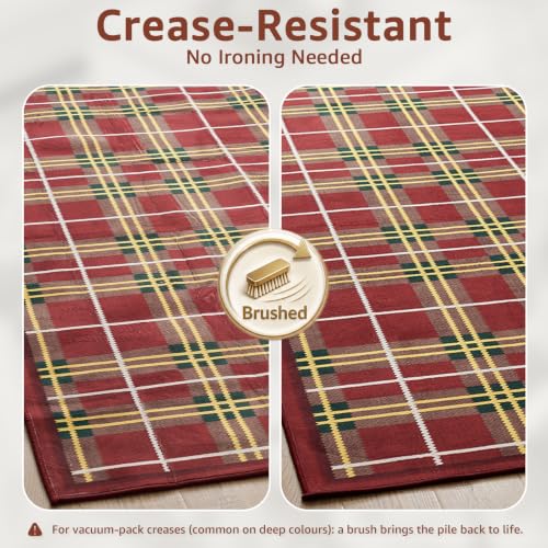 Jinchan 2x5 Christmas Runner Rug, Tart an Plaid - Red/Green, Washable Entryway Hallway
