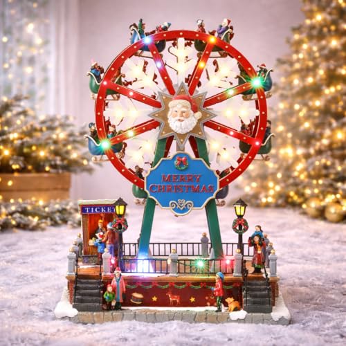 Moments in Time Christmas Village Ferris Wheel - Animated LED Musical Decor