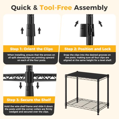 Heavy Duty Metal Wire Shelving Rack 4-Tier Storage Organizer Black