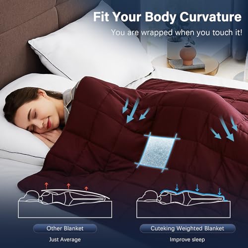 CuteKing Claret Red 12 lbs Twin Full Size Weighted Blanket 48" x 72" All-Season