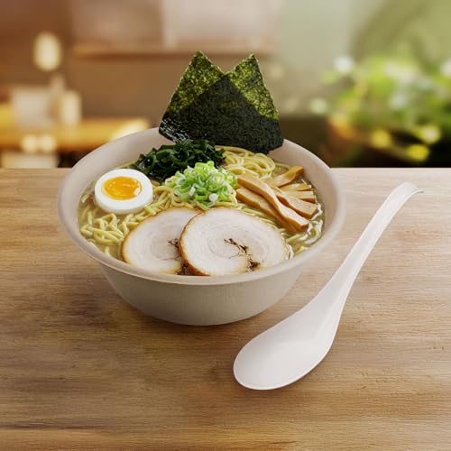 6.5 Inch Disposable Cornstarch Soup Spoons with Hook - 600 Pack, Plastic-Free
