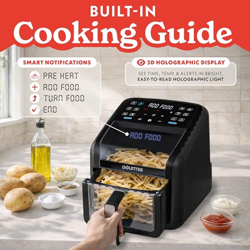 Gourmia 7 Qt Air Fryer with Panorama Window & Touchscreen - Black