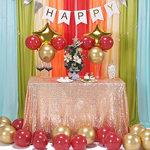 Rose Gold Sequin Tablecloth 50 x 80 in - Rectangular, 3mm Sequins