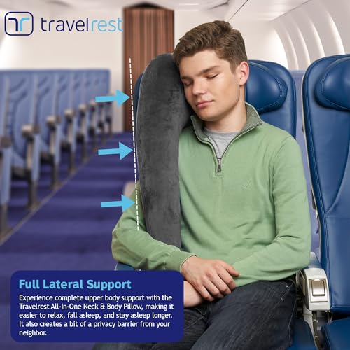 Travelrest All-in-One Travel Neck & Body Pillow - Grey / Premium Cover