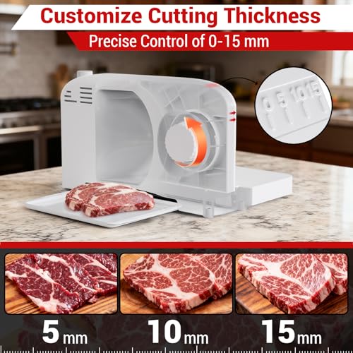 150W Foldable Meat Slicer Machine for Home Kitchen with 6.7-Inch Stainless Steel Blade - 10x9.3x8.3 Inches
