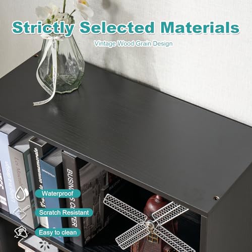 6-Tier Wooden Bookcase - Floor Standing Storage Shelf for Home & Office