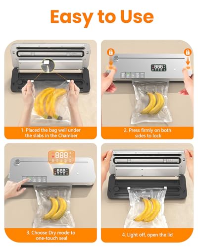 LSA Apparel Food Vacuum Sealer Machine with 75kPa Suction, Built-in Cutter & Digital Timer