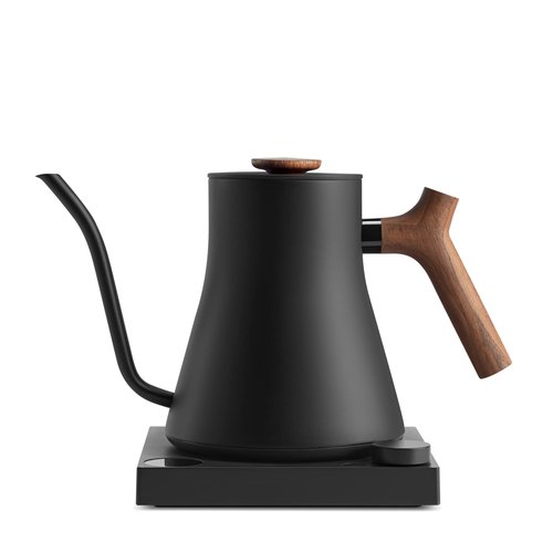 Fellow Stagg EKG Electric Gooseneck Kettle - Pour-Over Coffee and Tea Kettle - Stainless Steel Water Boiler - Quick Heating for Boiling Water - Matte Black With Walnut Handle