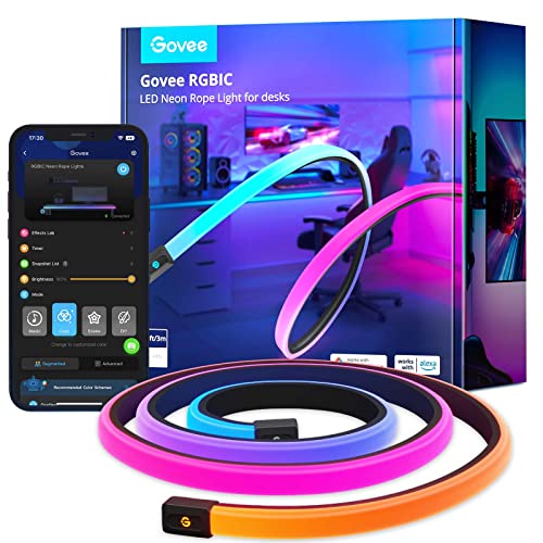 Govee RGBIC LED Neon Rope Lights, 10ft Gaming Lights for Desks