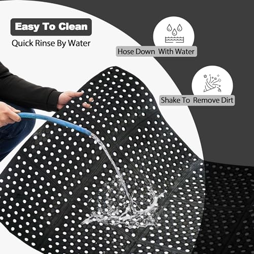 Rubber Floor Mat with Drainage Holes - Anti-Fatigue Non-Slip 83x36in