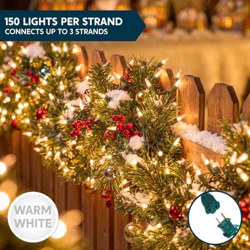 Joiedomi 150 Count Indoor/Outdoor White Fairy String Lights - Green Wire