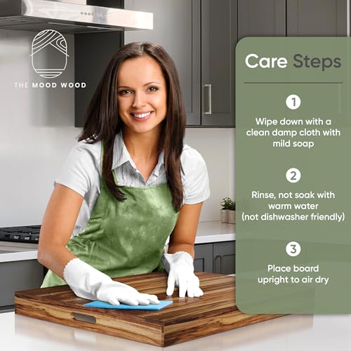 Acacia Wood Noodle Board Stove Cover with Handle - Multiuse Gas Stove Top Cover & Serving Board, 30x22 Inches