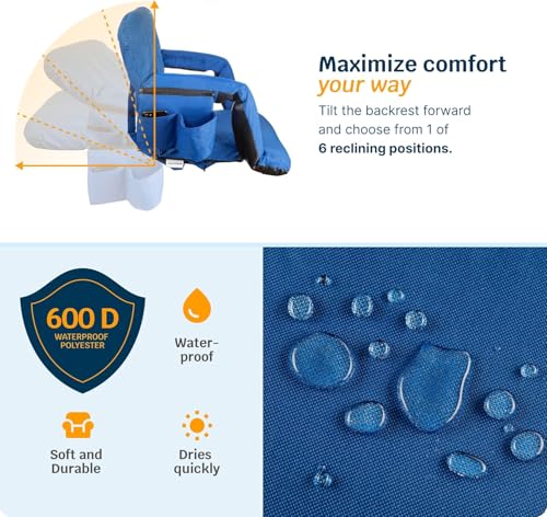 Alpcour Heated Reclining Stadium Seat for Bleachers – Wide Bleacher