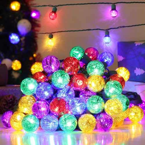 Brillarlights Christmas Multicolor Tinsel Globe Lights 17 ft, 25 LED