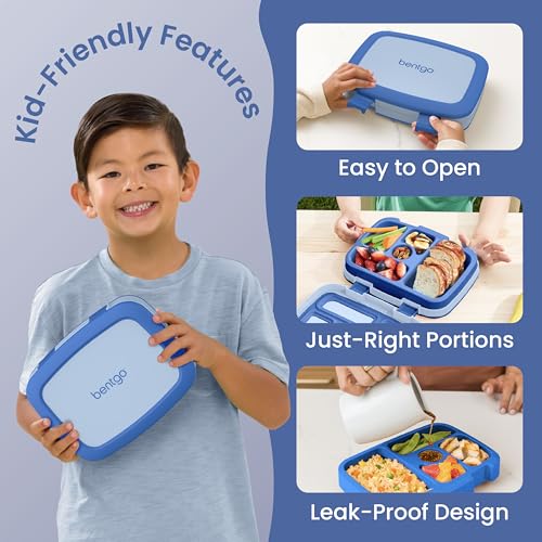 Bentgo Kids Blue Bento-Style 5-Compartment Leak-Proof Lunch Box for Kids