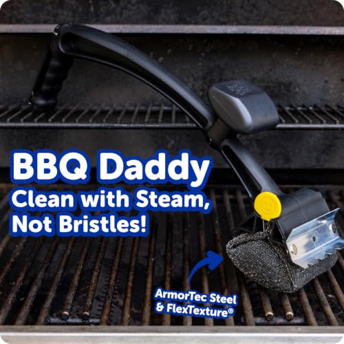 BBQ Daddy Grill Cleaner Kit - Bristle-Free Brush with Refill & Steel Sponges - Variation: BBQ Daddy + Refill + Scour Daddy Steel 2ct Bundle