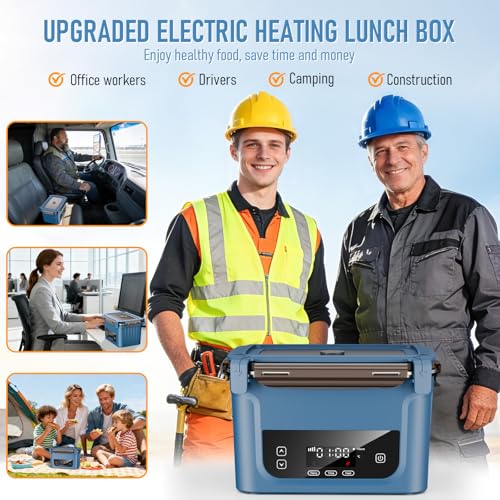 GALOKEO Ice Blue Cordless Electric Heated Lunch Box 6.3-Cup Food Warmer