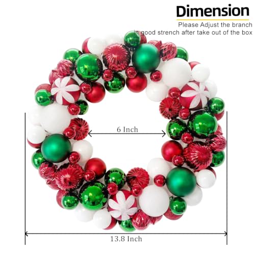 HipTree 13.8in Christmas Wreath with Lights - Red Green White Variation