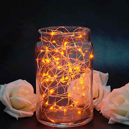 ITART Micro LED String Lights Battery Powered 8 Packs Orange Mini Fairy Hanging Light 20 LED 6Ft Ultra Thin Silver Wire Rope Lights for Christmas Trees Wedding Parties Bedroom