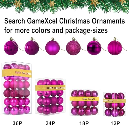GameXcel Medium Fuchsia 2.5-Inch Christmas Tree Ornaments - Set of 10 Shatterproof Holiday Decorations