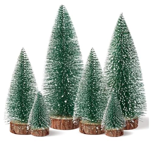Mini Wooden Christmas Trees Set - Snow-Tipped Holiday Decor for Tabletop & Centerpieces