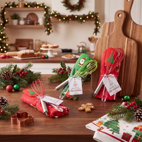 12 Set Christmas Kitchen Tools Gift Set Vintage Xmas - 12 Whisks, Spatulas, Towels & Cards (Mimorou)