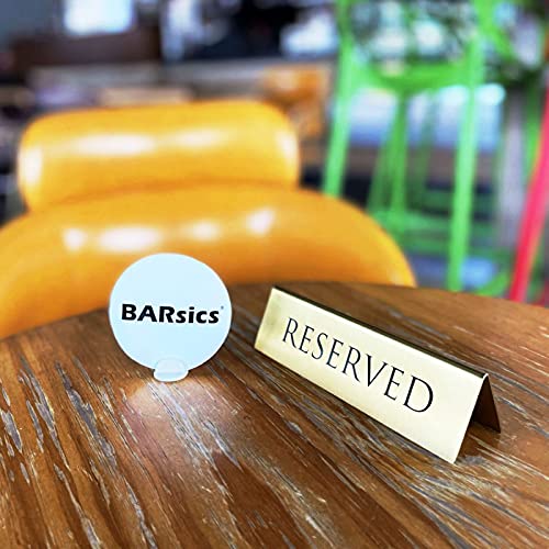 Gold Metal Reserved Sign for Restaurants & Events - Pack of 12 - 6x1.75 inches - Double Sided Tent Sign - Wedding & Ceremony Decor - Variation of 12