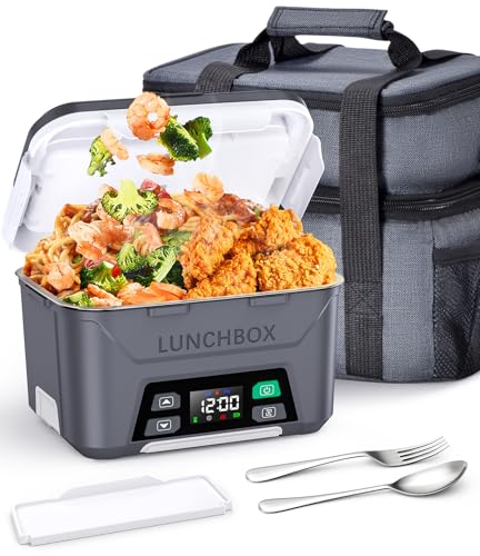 Docusvect Titanium Gray Cordless Electric Lunch Box 1.3L with Schedule Heating