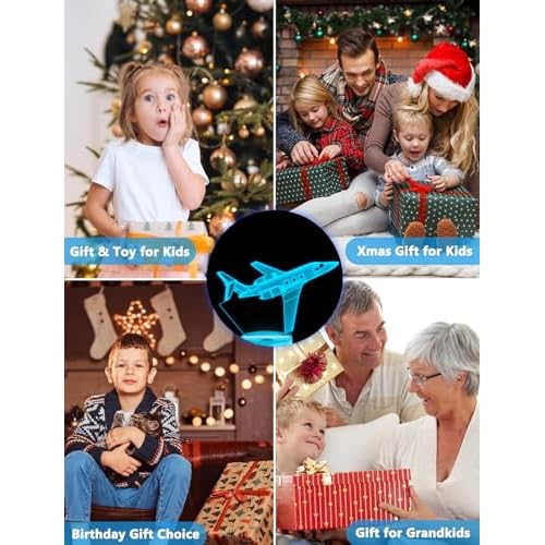 FULLOSUN Airplane Gift, Plane Night Light, Pilot Lamp with Remote Control 16 Colors Changeable Kids Room Lighting Creative Boys Aircraft Pilot Gift Holiday Xmas Decoration