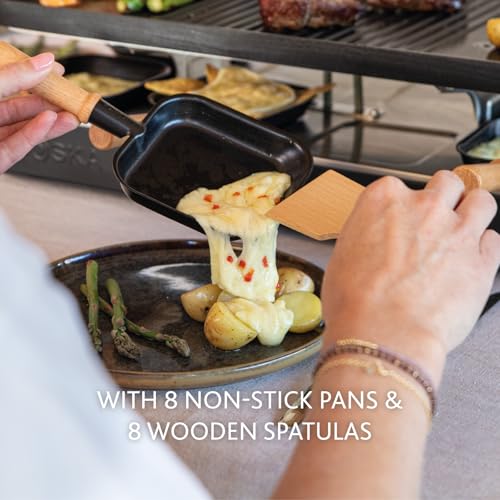 Electric Raclette Grill for 8 People - Durable Tabletop Cheese Maker